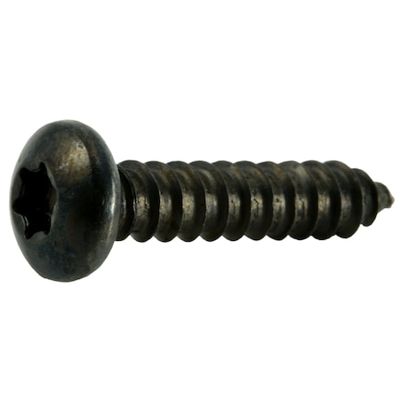 Sheet Metal Screw, #12 X 1 In, Black Steel Pan Head Torx Drive, 20 PK